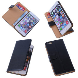 PU Leder Zwart iPhone 6 Plus Book/Wallet Case/Cover