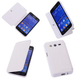 Bestcases Wit TPU Book Case Flip Cover Motief Hoesje voor Samsung Galaxy Core 2