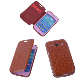 Bruin TPU Book Case Flip Cover Motief Hoesje voor Samsung Galaxy Core Plus