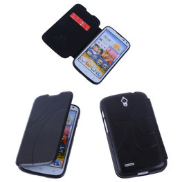 Bestcases Zwart Hoesje voor Huawei Ascend G610 TPU Book Case Cover Motief