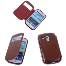 View Case Bruin Hoesje voor Samsung Galaxy S3 Mini VE TPU Bookcover