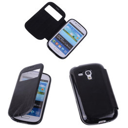 View Case Zwart Hoesje voor Samsung Galaxy S3 Mini VE TPU Bookcover