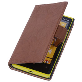 Bruin Hoesje voor Nokia Lumia 1320 Stand Luxe Echt Lederen Book Wallet Bruin Hoesje voor Nokia Lumia 1320 Stand Luxe Echt Lederen Book Wallet