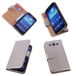 PU Leder Goud Hoesje voor Samsung Galaxy Grand 2 Book/Wallet Case/Cover