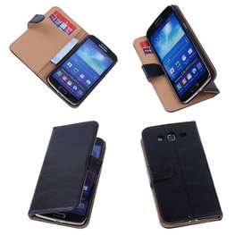 PU Leder Zwart Hoesje voor Samsung Galaxy Grand 2 Book/Wallet Case/Cover