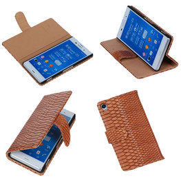 BC "Slang" Bruin Hoesje voor Sony Xperia Z3 Bookcase Wallet Cover