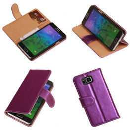 PU Leder Lila Hoesje voor Samsung Galaxy Alpha Book/Wallet Case/Cover