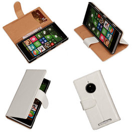 PU Leder Wit Hoesje voor Nokia Lumia 830 Book/Wallet Case/Cover