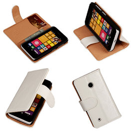 PU Leder Wit Hoesje voor Nokia Lumia 530 Book/Wallet Case/Cover