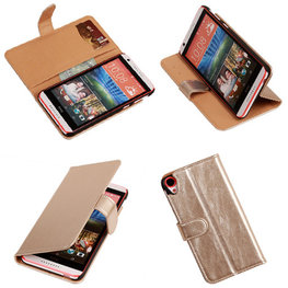 PU Leder Goud Hoesje voor HTC Desire 820 Book/Wallet Case/Cover PU Leder Goud Hoesje voor HTC Desire 820 Book/Wallet Case/Cover
