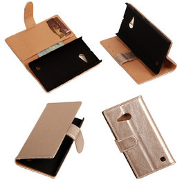 PU Leder Goud Hoesje voor Nokia Lumia 735 Book/Wallet Case/Cover