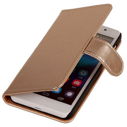PU Leder Goud Hoesje voor Huawei Ascend G7 Book/Wallet Case/Cover