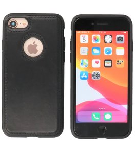 Lederen Backcover Hoesje voor iPhone SE 2020 - iPhone 8 en iPhone 7 - Zwart Lederen Backcover Hoesje voor iPhone SE 2020 - iPhone 8 en iPhone 7 - Zwart