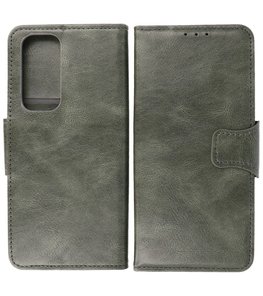 Portemonnee Wallet Case Hoesje voor Oppo Reno 5 Pro Plus 5G - Find X3 Neo - Donker Groen