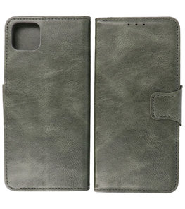 Portemonnee Wallet Case Hoesje voor Samsung Galaxy A22 5G - Donker Groen Portemonnee Wallet Case Hoesje voor Samsung Galaxy A22 5G - Donker Groen