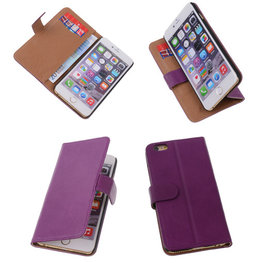Lila Hoesje voor Apple iPhone 6 Plus Echt Lederen Wallet
