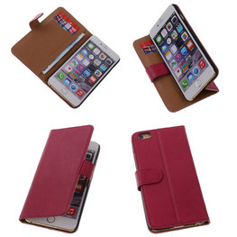 Fuchsia Hoesje voor Apple iPhone 6 Plus Echt Lederen Wallet