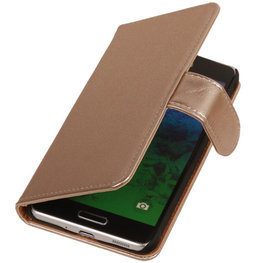 PU Leder Goud Hoesje voor Samsung Galaxy S2 Plus Book/Wallet Case/Cover