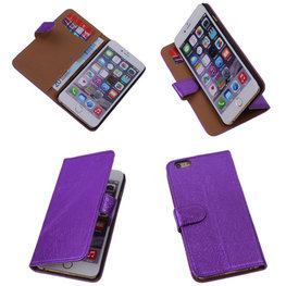 Glamour Purple iPhone 6 Plus Echt Leer Wallet Case