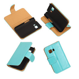 PU Leder Turquoise Hoesje voor Samsung Galaxy Young 2 Book/Wallet Case/Cover
