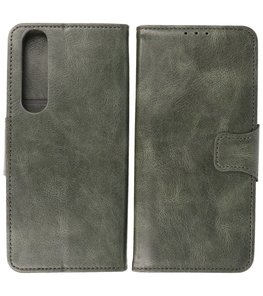 Portemonnee Wallet Case Hoesje voor Sony Xperia 1 III Donker Groen
