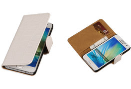Wit Croco Hoesje voor Samsung Galaxy A3 2015 Book/Wallet Case/Cover