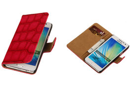Roze Croco Hoesje voor Samsung Galaxy A3 2015 Book/Wallet Case/Cover