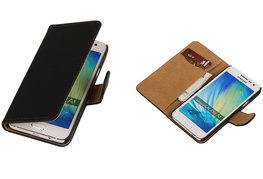 Zwart Hout Hoesje voor Samsung Galaxy A3 2015 Book/Wallet Case/Cover