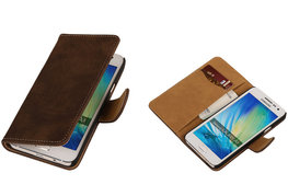 Donker Bruin Hout Hoesje voor Samsung Galaxy A3 2015 Book/Wallet Case/Cover