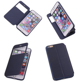 View Cover Navy Blue Hoesje voor Apple iPhone 6 TPU Book-Style View Cover Navy Blue Hoesje voor Apple iPhone 6 TPU Book-Style