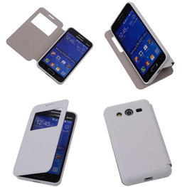 View Cover Wit Hoesje voor Samsung Galaxy Core 2 s TPU Book-Style