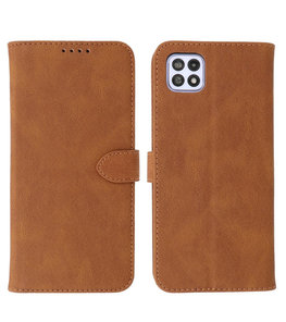 Samsung Galaxy A22 5G Hoesje - Portemonnee Book Case - Kaarthouder & Magneetlipje - Kunstleer - Bruin Samsung Galaxy A22 5G Hoesje - Portemonnee Book Case - Kaarthouder & Magneetlipje - Kunstleer - Bruin