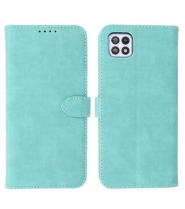 Samsung Galaxy A22 5G Hoesje - Portemonnee Book Case - Kaarthouder & Magneetlipje - Kunstleer - Turqauoise Samsung Galaxy A22 5G Hoesje - Portemonnee Book Case - Kaarthouder & Magneetlipje - Kunstleer - Turqauoise