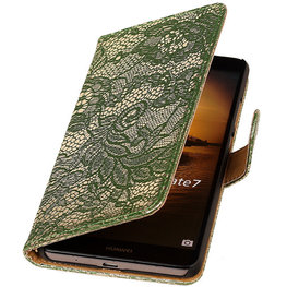 Lace Donker Groen Hoesje voor Huawei Ascend Mate 7 Book/Wallet Case/Cover Lace Donker Groen Hoesje voor Huawei Ascend Mate 7 Book/Wallet Case/Cover