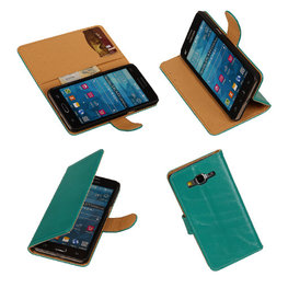 PU Leder Groen Hoesje voor Samsung Galaxy Grand Prime Stand Book/Wallet Case/Cover