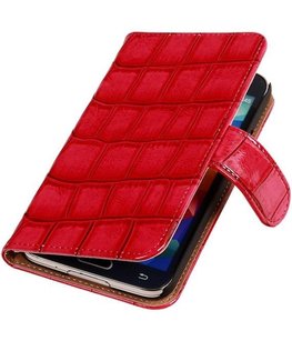 Croco Roze Hoesje voor Samsung Galaxy S5 Mini Book/Wallet Case