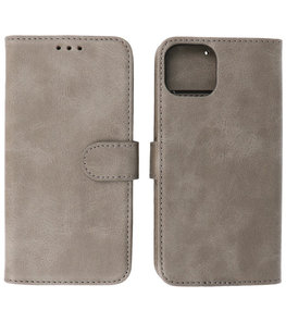 iPhone 13 Mini Hoesje - Book Case Telefoonhoesje - Kaarthouder Portemonnee Hoesje - Wallet Case - Grijs