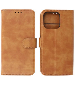 iPhone 13 Pro Hoesje - Book Case Telefoonhoesje - Kaarthouder Portemonnee Hoesje - Wallet Case - Bruin