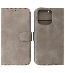 iPhone 13 Pro Max Hoesje - Book Case Telefoonhoesje - Kaarthouder Portemonnee Hoesje - Wallet Case - Grijs iPhone 13 Pro Max Hoesje - Book Case Telefoonhoesje - Kaarthouder Portemonnee Hoesje - Wallet Case - Grijs