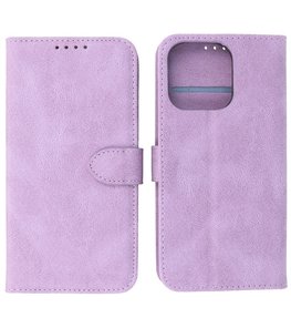 iPhone 13 Pro Hoesje Portemonnee Book Case - Paars