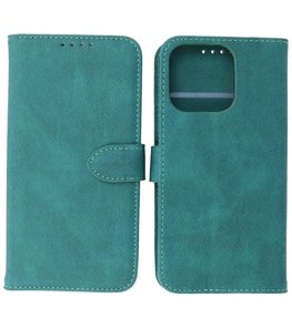 iPhone 13 Pro Hoesje Portemonnee Book Case - Donker Groen