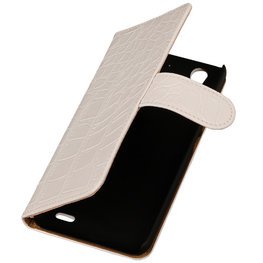 Hoesje voor Huawei Ascend G630 Crocodile Booktype Wallet Wit