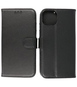 Echt Lederen Hoesje Wallet Case Telefoonhoesje voor iPhone 13 Mini - Zwart