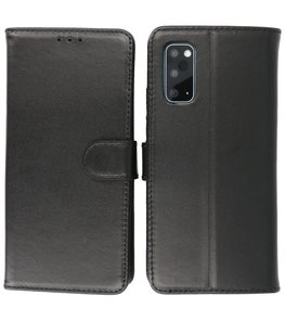 Echt Lederen Hoesje Wallet Case Telefoonhoesje voor Samsung Galaxy S20 - Zwart Echt Lederen Hoesje Wallet Case Telefoonhoesje voor Samsung Galaxy S20 - Zwart