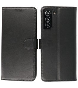 Echt Lederen Hoesje Wallet Case Telefoonhoesje voor Samsung Galaxy S21 Plus - Zwart Echt Lederen Hoesje Wallet Case Telefoonhoesje voor Samsung Galaxy S21 Plus - Zwart