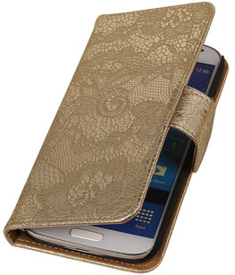 Goud Lace / Kant Design Book Cover Galaxy S4 I9500 Goud Lace / Kant Design Book Cover Galaxy S4 I9500