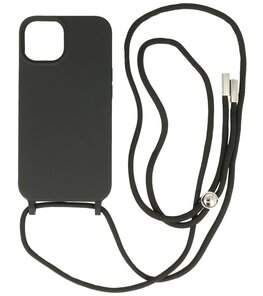 iPhone 14 Plus Hoesje Backcover Telefoonhoesje met Koord - 2.5mm Dikke - Zwart