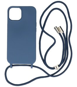 iPhone 14 Plus Hoesje Backcover Telefoonhoesje met Koord - 2.5mm Dikke - Navy