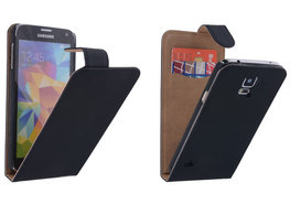 Zwart Effen Classic Flipcase Hoesje voor Samsung Galaxy S5