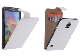 Wit Effen Classic Flipcase Hoesje voor Samsung Galaxy S5